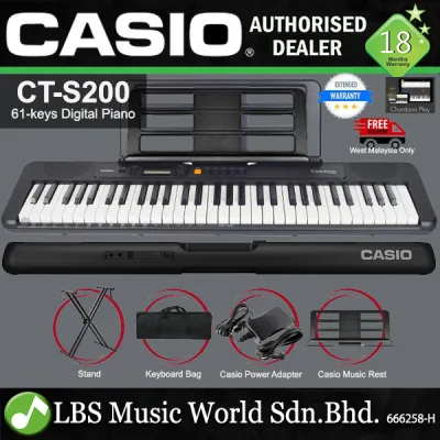 Casio CT-S200 61 Key Casiotone Electric Keyboard Intermediate Package Music Piano Black (CTS200 CT S200 CTS 200)