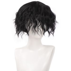 GUAIP Breathable High quality Fashion Hair Accessories Anime Boy Men Fake Hair Nightclub Bar Wig Retro Cosplay Wig Synthetic Hair Short Curly Hair Wigs Male Wavy Wigs