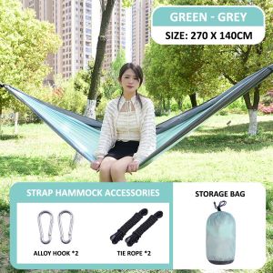 Parachute Cloth Hammock Buian Outdoor Large Wide Dual Tone Camping Garden Portable Travel Hammock With Anti-Mosquito Net