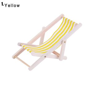 YUDESHUI Kids Girl Garden Decoration Living Room Accessories Folding Stripe Deck Dollhouse Beach Chair Doll Miniature Furniture Sunbathing Toy