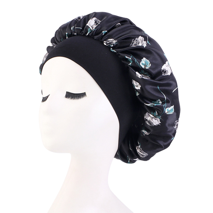 Women Print Sleeping Caps Satin Hair Bonnet For Curly Hair Satin