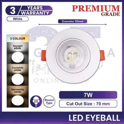 LED Eyeball 3W 5W 7W 10W Round LED Recessed Eyeball Spotlight Ceiling Light Lampu Siling SIRIM 3 Years Warranty