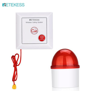 Retekess TH103 Caregiver Pager SystemWireless Strobe Siren3-Level Volume ControlPull Rope Waterproof Call Button for Home SafetySeniorsElderly