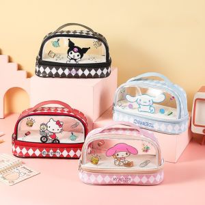 EODBC466039 Cinnamoroll กระเป๋าใส่ปากกา Pochacco Hello Kitty SANRIO Kuromi กระเป๋าเครื่องสำอาง น่ารักน่ารักๆ โปร่งใสโปร่งใส กระเป๋าเครื่องเขียนของโรงเรียน อุปกรณ์การเรียนสำหรับโรงเรียน