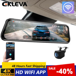 EKLEVA Car DVR WIFI 4K 3 IN 1 Rear View Mirror Recorder FHD Video 10 Inch Dash Cam Dual Lens 3840P Camera Streaming Rearview Mirror