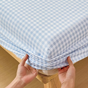 Elastic Plaid Fittedsheet Super Single/Queen/King/Super King Fitted Bedsheet Breathable Bed Cover