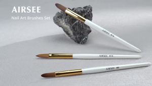 AIRSEE Nail Art Clean Up Brushes for Nail 3 PCS Flat/Oval/Fine AngledBlue Gel Nail Brush for Cleaning Polish Mistake on the Cuticles Painting Brushes & Art Design DIY Tools