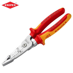 KNIPEX 13 76 200 ME WireStripper VDE 1000V Insulated Metric 6-in-1 Electrical Installation Plier Chrome Plated Professional Stripper (Made in Germany)