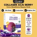 GLAM Collagen Acai Berry Extra Glutathione Beauty Drink Brighten Skin Antioxidant Nourish Brazil. 