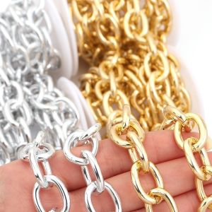 UNMEGONI 2 Yards Length Aluminum Chain Silver/Gold Polished Finish O-Shape Chain Versatile Gold Color Jewelry Chain for Jewelry DIY Making