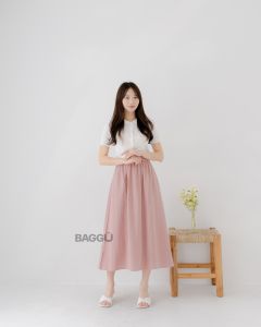 BAGGU Nakia Flare Skirt Dusty / Rok Linen / Rok Flare Dusty / Korean Skirt