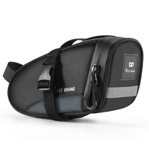 WEST BIKING Bike Bag Bicycle Saddle Bag Reflective Rear Seatpost Bag 1.2L Cycling Tail Bag Quick Release Tools Bag Can Hang Taillight