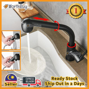 Worthbuy Kitchen Pull Out Round Head Nozzle Faucet With Hot And Cold Mode