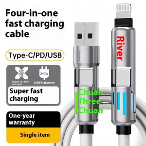 Mettle Vault สายชาร์จเร็ว240W พร้อมสมาร์ทโฟนสายข้อมูลสำหรับไฟ RGB สี่ในหนึ่งเดียว