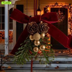 【E-WOITD】 Bướm Knot Pinecone chuông treo trang trí tường cửa xe Xmas cây Mặt dây chuyền trang trí nhà Cây giáng sinh trang trí năm mới
