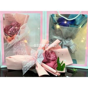 Bó hoa nhũ 3 bông kèm túi quà