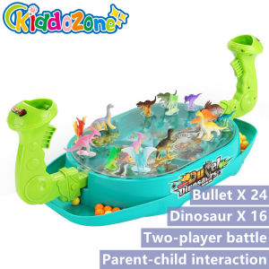 KiddoZone Children Dinosaur Marbles Toy 2 Player Battle Pinball Game Interactive Board Game Catapult Desktop Competition Toy
