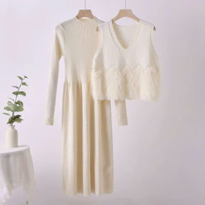Set Đầm Bầu Len Tăm Cao Cấp Hàng QC – Áo Len Dài Tay + Chân Váy Suông Dáng Rộng Co Giãn Giữ Ấm Thời Trang Thu Đông