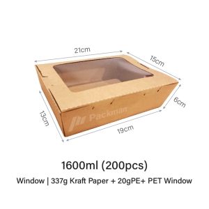 Direct Carton Sale! Kraft Window Lunch │ Takeaway Salad Lunchbox │ Eco-Friendly Packaging