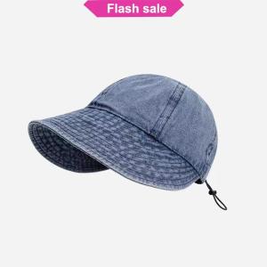 Flash Sale Foldable Wide Brim Denim Hat Women Adjustable Outdoor Beach Bucket Hat Summer Sun Protection Visors Fisherman Cap Panama Caps