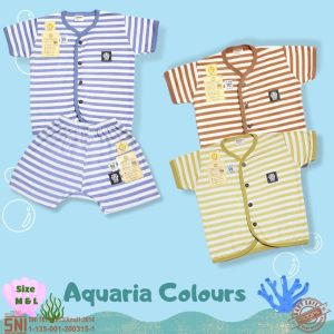 Setelan Baju Bayi Pendek Ridges / Baju Baby Kancing Depan