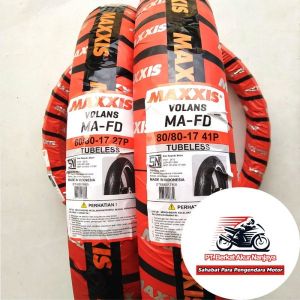 Paket Ban Motor Bebek 60/80 & 80/80 Ring 17 MAXXIS Volans MA-FD TUBELESS Bonus Pentil untuk Supra Fit Revo old dll