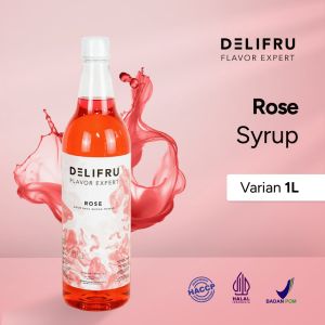 Rose Syrup Delifru 1 Liter - Sirup Bunga Mawar Premium