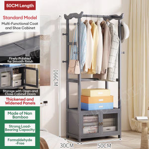 Coat Rack Bamboo 50/80/100CM Rattan Clothes Rack Cloth Clothes Rack Hanger Penyangkut Baju Rak Baju Ampaian Baju 衣架