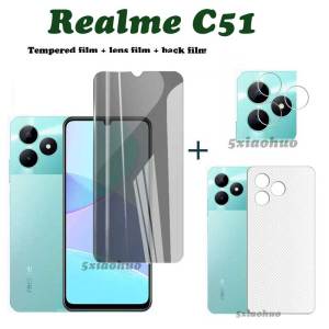 3in1 Realme C51 Anti-Spy Privacy Tempered Glass Realme C51 Tempered Glass and Back film Realme C51 Screen Protector Film+lens film+back film