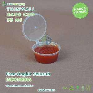 Thinwall Saus Cup 35ml Isi Tempat Klip Saos Sambal Kecap Mayonaise Wadah Plastik Sauce Cup isi 50 pcs