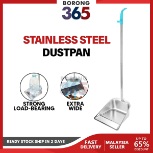 [1PC] Borong365 Stainless Steel Dustpan Skop Sampah Penyodok Sampah Besi 簸箕 Broom Dustpan With Long Handle Garbage Scoop