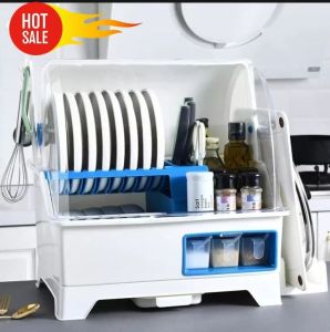 DRAIN DISH AND BOWL RACK CUPBOARD WITH DUSTPROOF COVER
