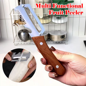3-in-1 Serrated Peeling Knife Premium Vegetable Peeler With Wooden Handle And Bottle Opener Kitchen Tool Smooth Operation