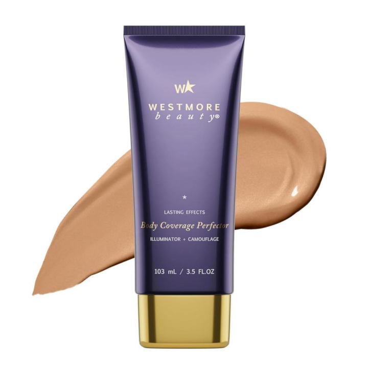 WestmoreBeautyBodyCoveragePerfector – Kem trang điểm/kem tạo khối chống thấm nước cho chân và toàn thân dành cho nữ – Kem che khuyết điểm hình xăm và trang điểm che hình xăm – 3.5oz Radiance