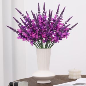 WARMIE Real Touch Artificial Lavender Flowers Simulation Handmade Silk Violet Bouquet DIY Vase Decor Realistic Flower Arrangement Home Living Room Decor