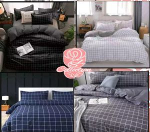 SEPRI FULSET BEDCOVER SET KOTAK-KOTAK dan KOMBINASI POLOS . REALPIC aesthetic BY SZ COLECOTION