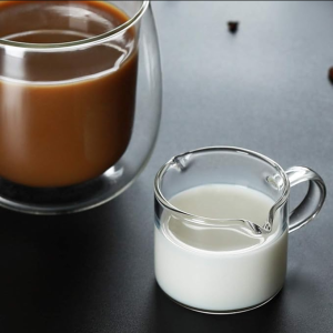 Coffee Double-mouthed Ounce Cup Wooden Handle Measuring Cup Heat-resistant Glass Espresso Coffee Pouring Cups Pot
