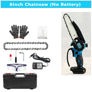 6 Inch Mini Electric Chainsaw Lithium Battery Rechargeable Powerful Hand Pruning Saw for Wood/Trees Trimming Portable Sawzall for Household and Garden with Auto-Oiler Safety Lock