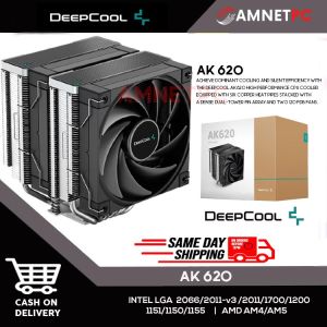 AMNETPC DeepCool AK620 High-Performance Quality CPU Cooler Intel LGA 2066/2011-v3/2011/1700/1200/115X AMD AM4/ AM5 6 Copper Heat Pipes 260W TDP Dual-Tower Design 2X 120mm PWM FDB Fans