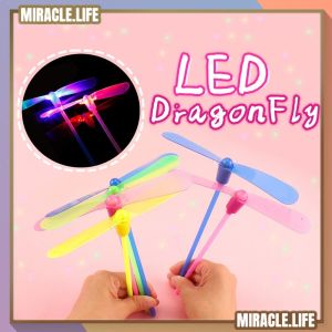 (1 PCS) LED Bamboo Dragonfly Creative Flying Stick Toys Flying Spinning Toys Flash Light Hand Rub Classic ToyFor Kids