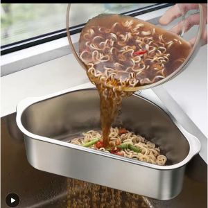 Stainless Steel Sink Drain Strainer Basket for Filter Kitchen Waste Vegetables Fruit Washing Multifunctional Hanging Sink Caddy