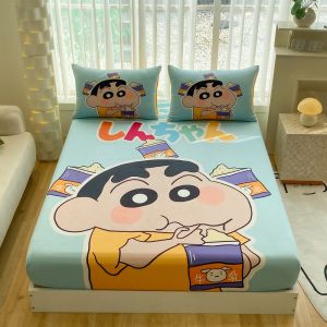 Dansunreve Velvet Fitted Bedsheet Crayon Shin-chan Fitted Sheet Cartoon Soft Warm Jingle Lotso Fitted Bed Sheet Super Single Queen King Cadar Linen Kids Elastic Mattress Protector