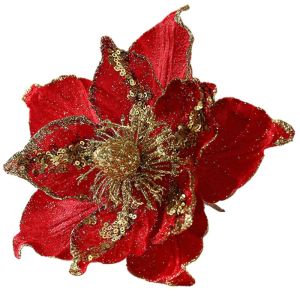 YERZ Multi-layer Christmas Flower Pendants Cloth Handmade Xmas Tree Oranments Fashion DIY Simulated Xmas Flower Merry Christmas