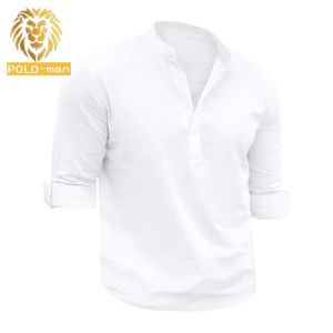 Local Delivery-Mens large collar T-shirt Short sleeve multi-color optional solid color shirt button T-shirt (cotton and linen)
