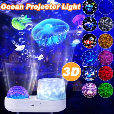 3D Ocean Light Projector for Bedroom Led Galaxy Sky Wave Color Rotating Underwater Wall Projection Lamp Stereo Kids Gift