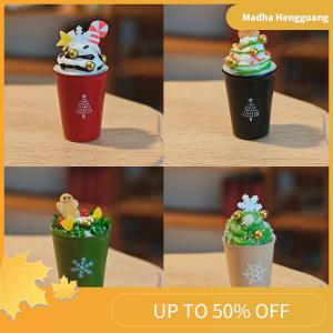 Madha 1 12 Dollhouse Christmas Latte Coffee Drink Cup Model Christmas Dollhouse Miniature Coffee Shop Decor Ornament Micro Photo Props
