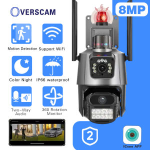 8MP PTZ WiFi Camera Dual Lens Auto Tracking Ai Human Detection CCTV Video Outdoor Surveillance Camera Security IP Cameras ICSee