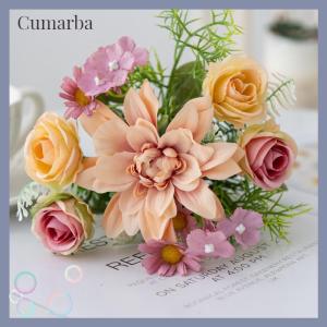[Cumarba] 1PC Artificial Rose Flowers Wedding Home Bedroom Decor Bridal Bouquet Garden Fake Silk Dahlia Hydrangeas Vase For Board Outdoors