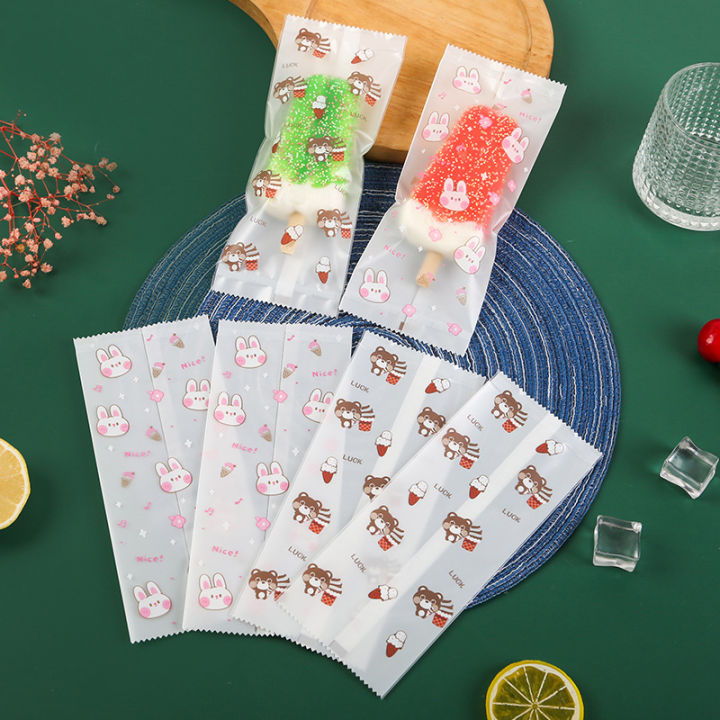 MIANZE4 50pcs Food Grade Ice Cream Bags Disposable Plastic Popsicle