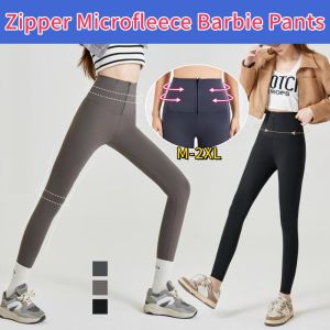New Zipper Microfleece Barbie Pants Womens Shark Pants High Waist Hip Lifting and Belly Contracting Yoga Leggings